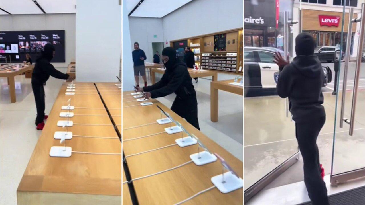 Man Robbed an Apple Store in Broad Day & Walk Past Police Car