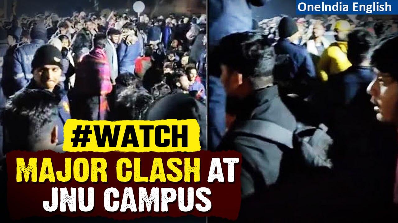 JNUSU Polls: ABVP, Left-backed student groups clash on campus; Video shared by both groups| Oneindia