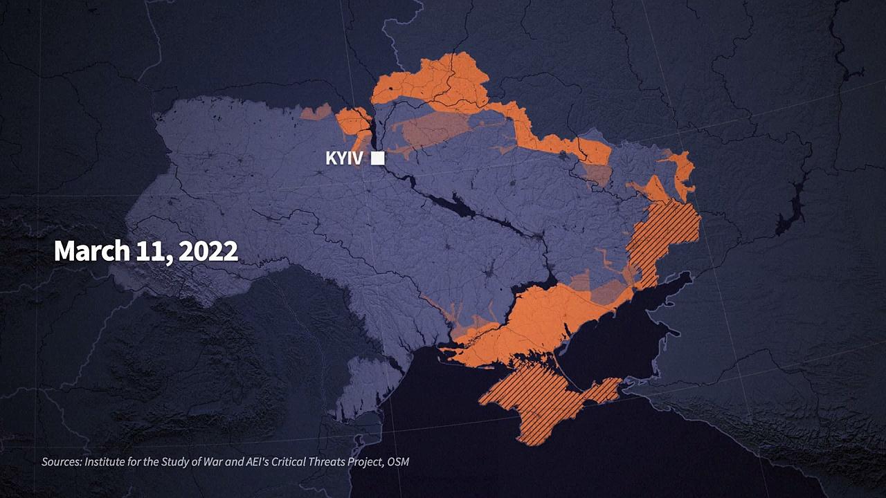 Animated map showing changes in Russian territorial control in Ukraine
