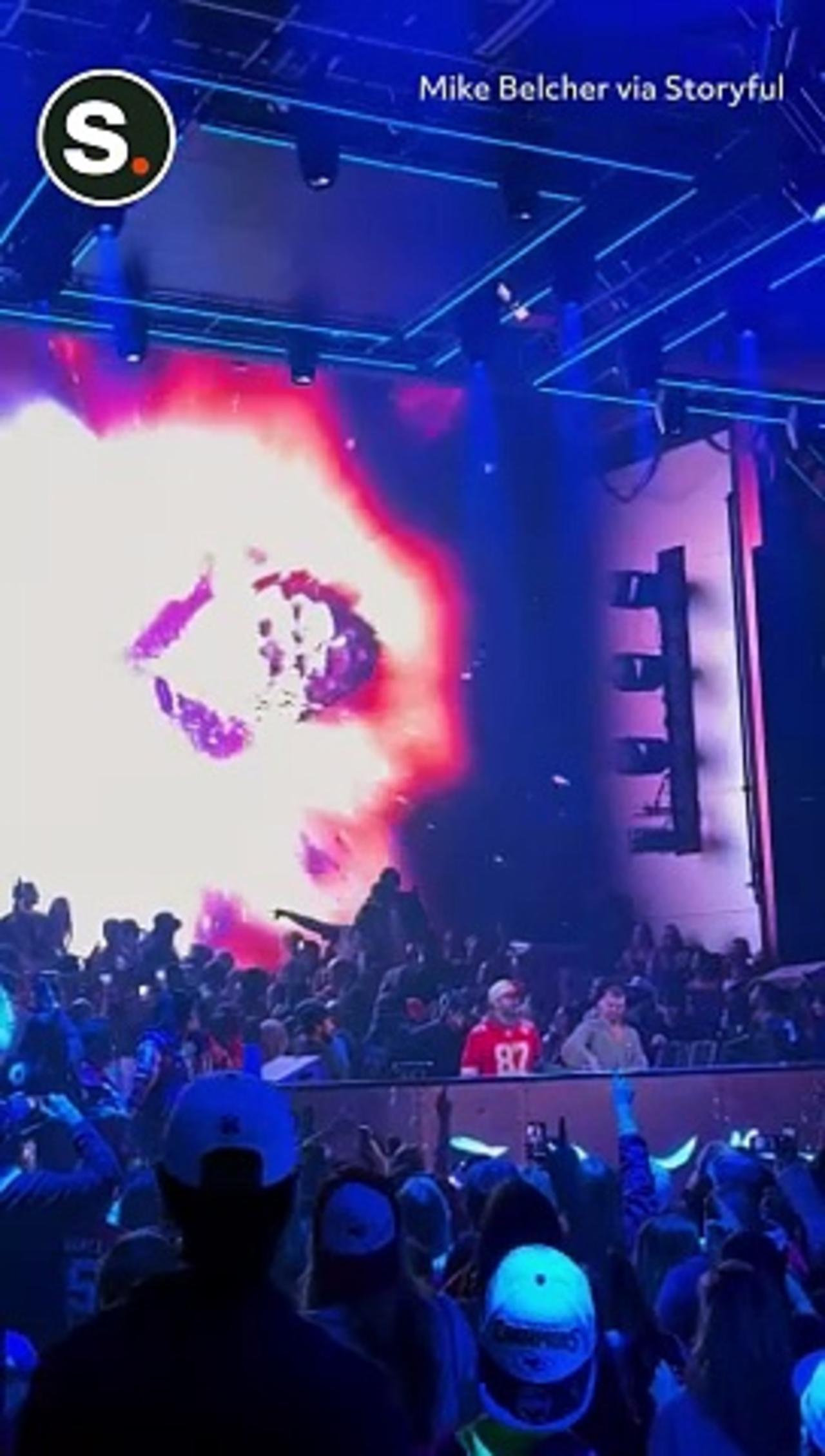 Travis Kelce Signals to Taylor Swift During You Belong With Me Remix at Chiefs Afterparty