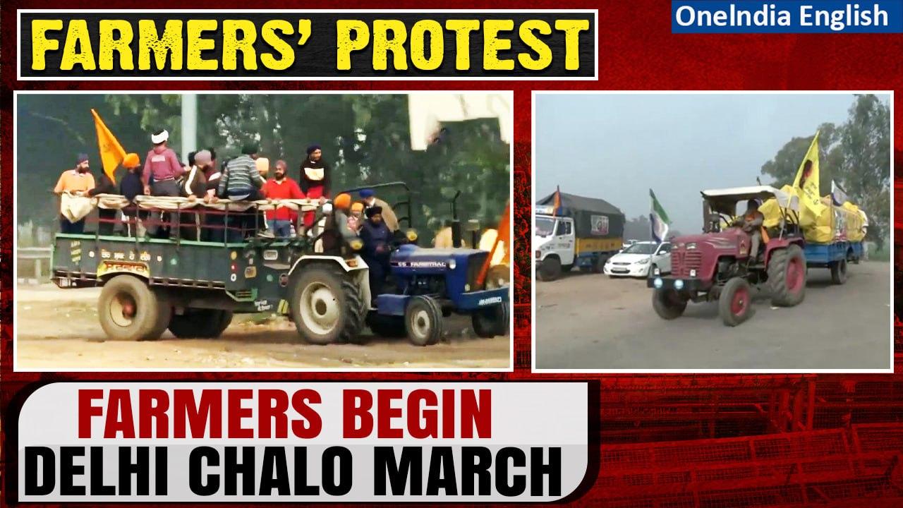 Farmers’ ‘Dilli Chalo’ Protest: Farmers move towards Shambhu Border in tractors | Oneindia News