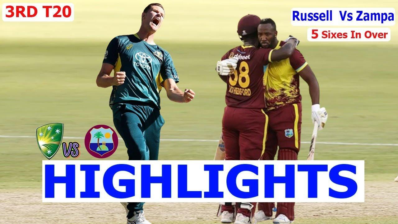 AUSTRALIA VS WEST INDIES 3RD T20 MATCH HIGHLIGHTS 2024 | AUS VS WI | A RUSELL 5 SIXES VS ZAMPA