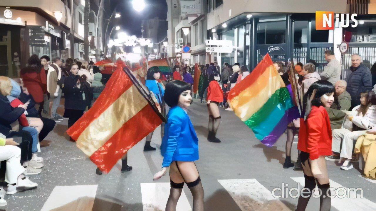 Southern Spain Torrevieja  - Childrens in Lingerie with LGBT PRIDE Flag