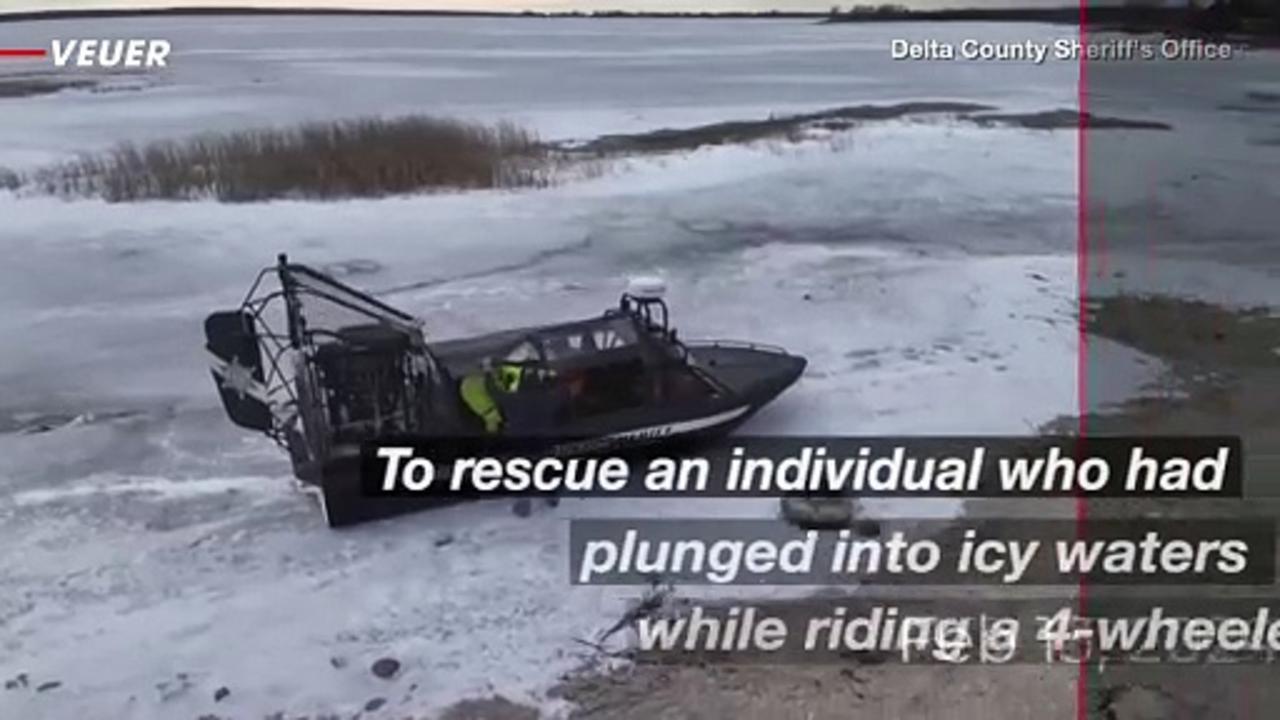 Michigan Rescuers Use Airboat to Save Man Trapped in Icy Waters