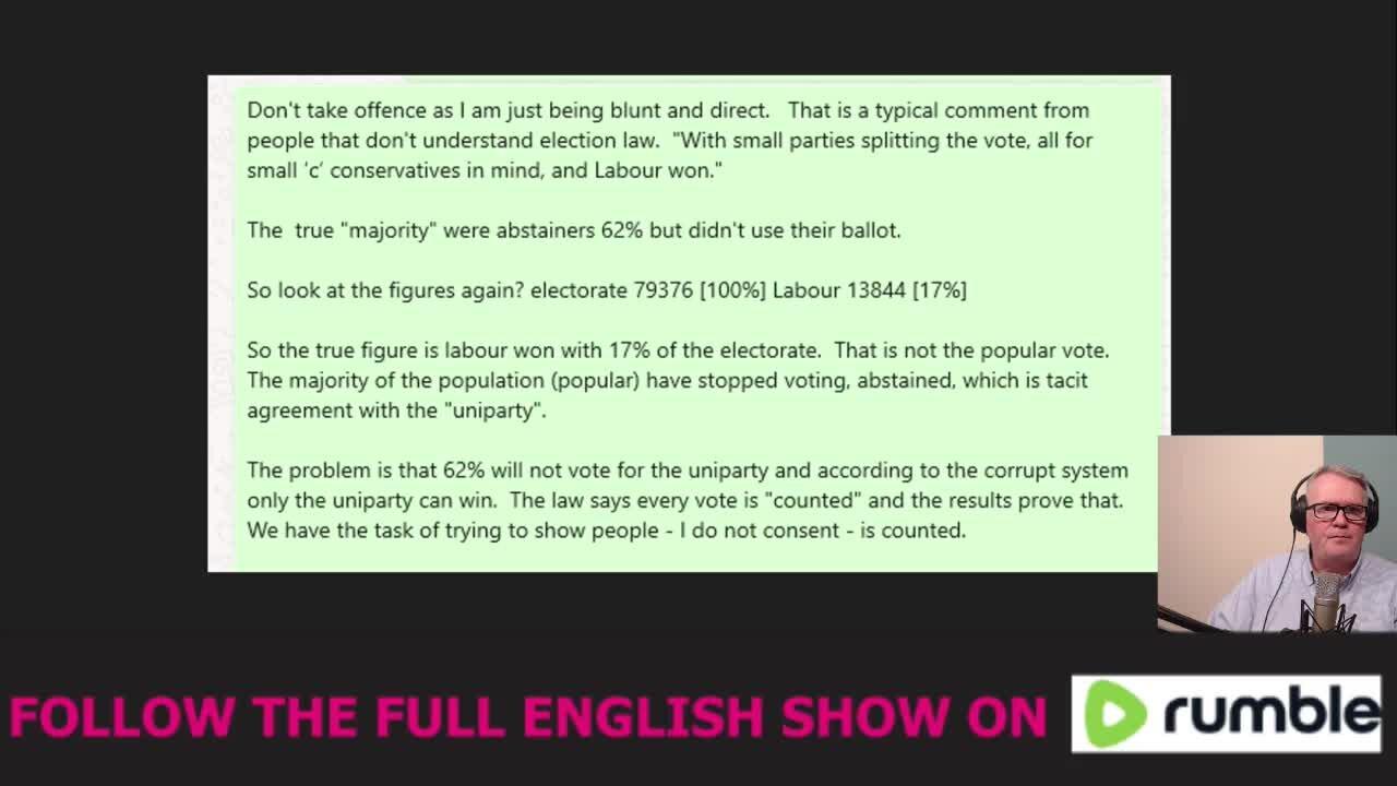 I DO NOT CONSENT [62%] - ReformUK got 4.9% Britain First 0.7% Labour 17%
