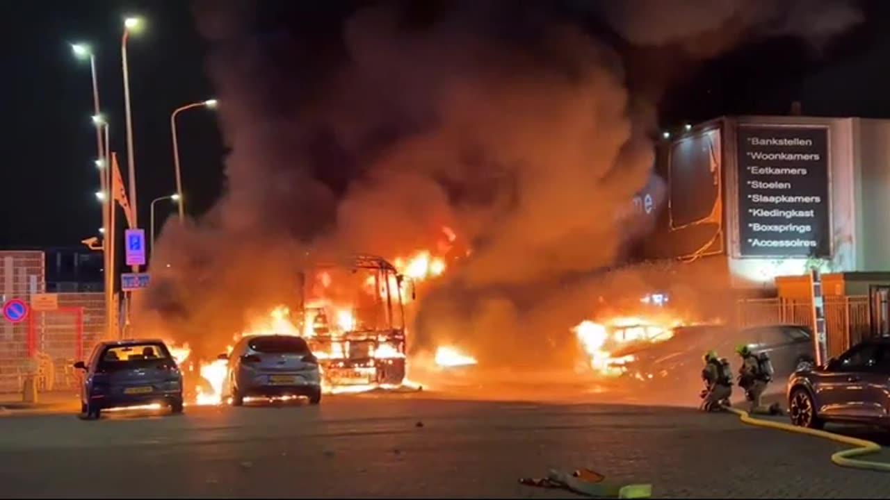 Scenes of utter devastation and chaos in The Hague, the Netherlands tonight as Eritreans destroy their host nation.