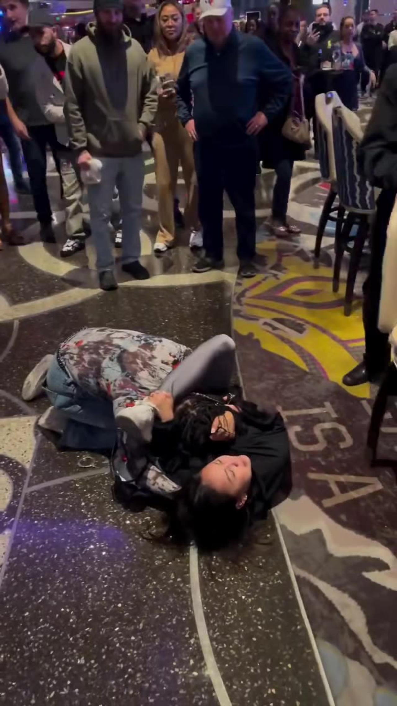 A brawl erupts at The Cosmo Casino in Las Vegas.