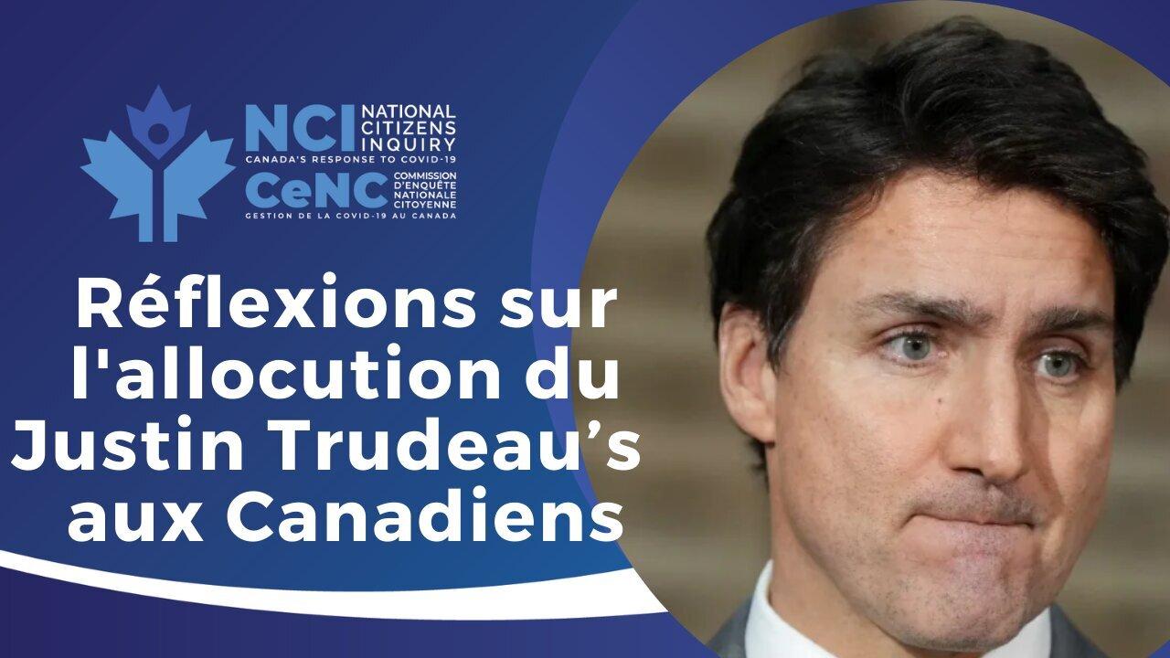 Réflexions sur l'allocution du Premier ministre Canadien aux Canadiens | CeNC