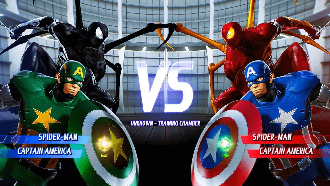 Spider-man & Captain Ameica vs Spider-man & Captain America (Hardest AI) Marvel vs Capcom :Infinite