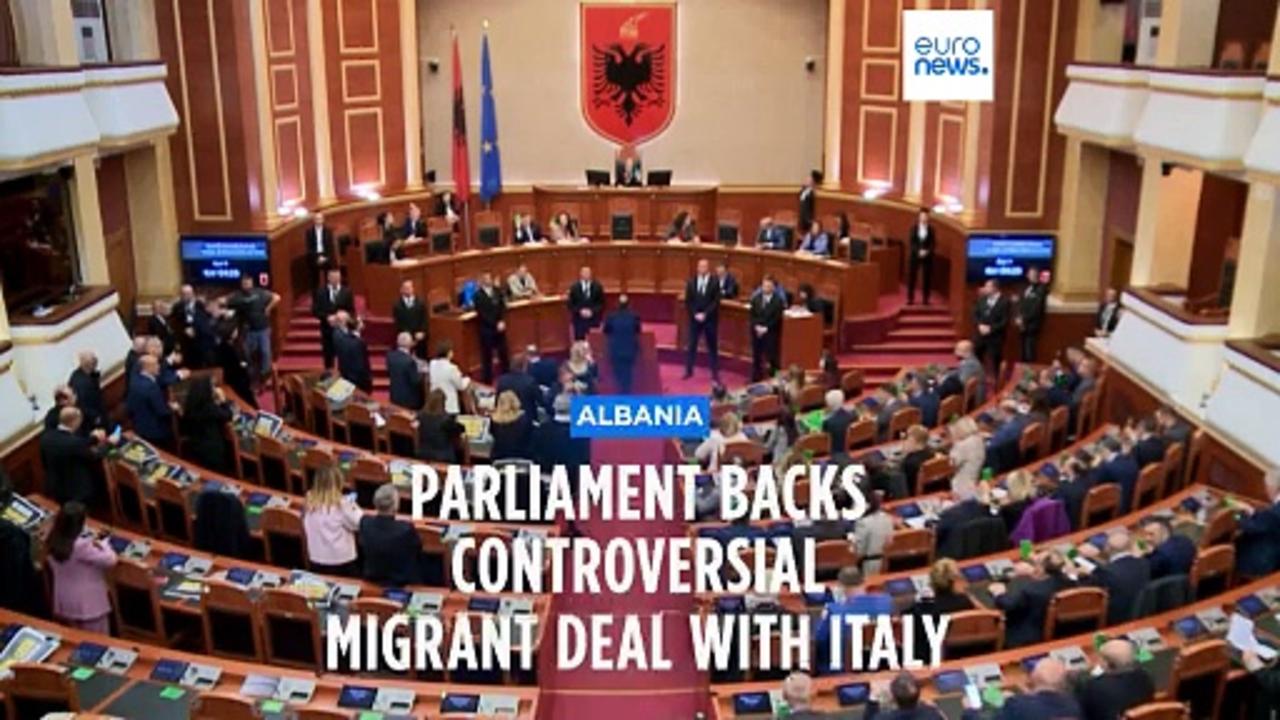 Albanian parliament approves controversial deal to hold migrants for Italy