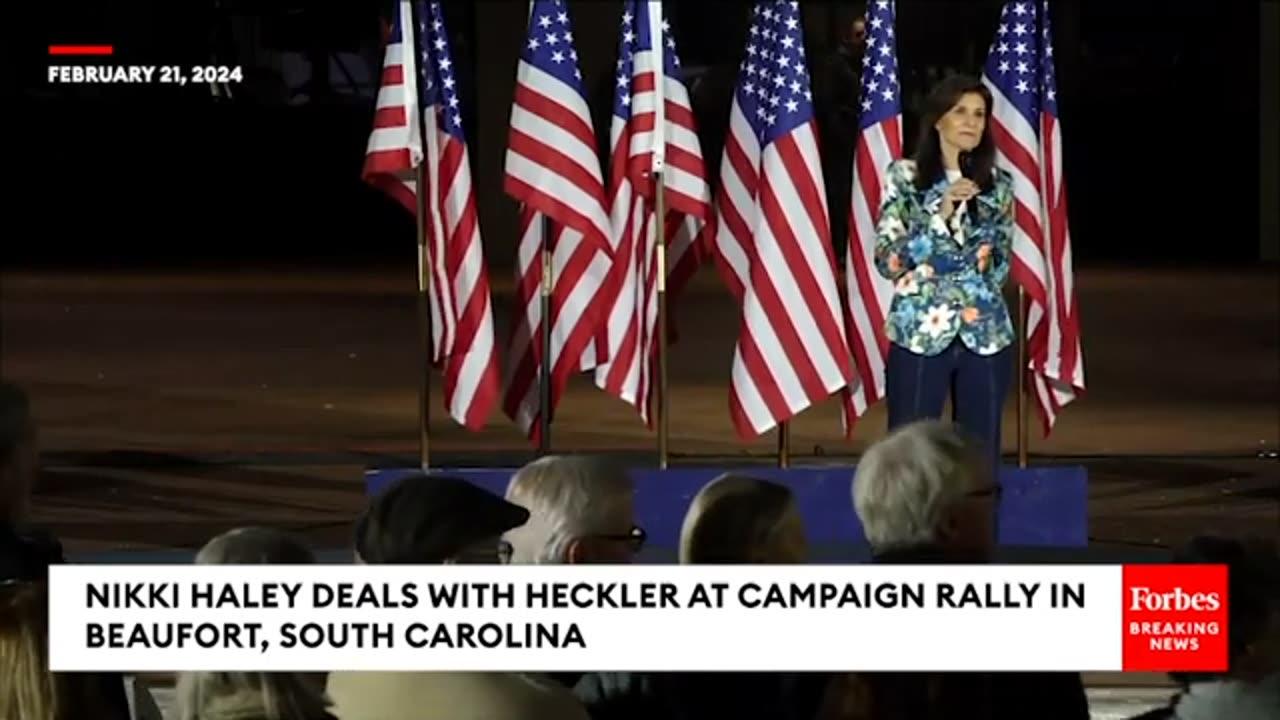Heckler Interrupts Nikki Haley At South Carolina Rally 😂