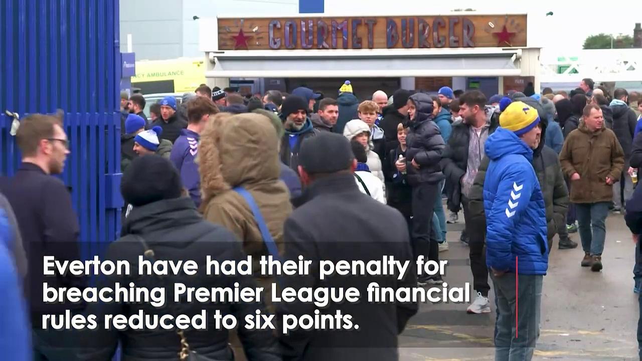 Premier League: Everton’s points deduction cut to six points