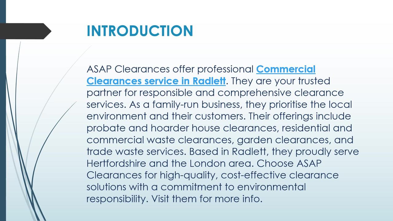 Professional Commercial Clearances service in Radlett
