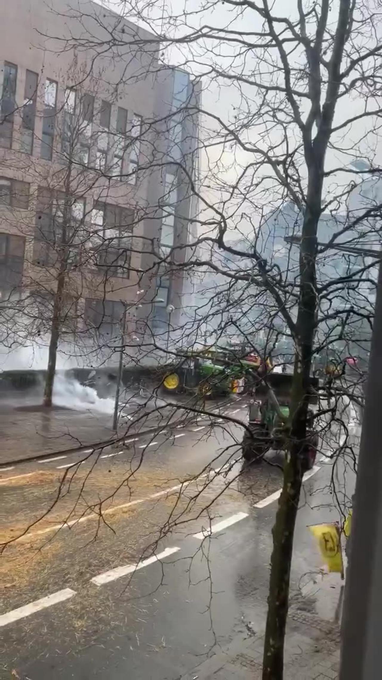 Police in Brussels used tear gas against farmers