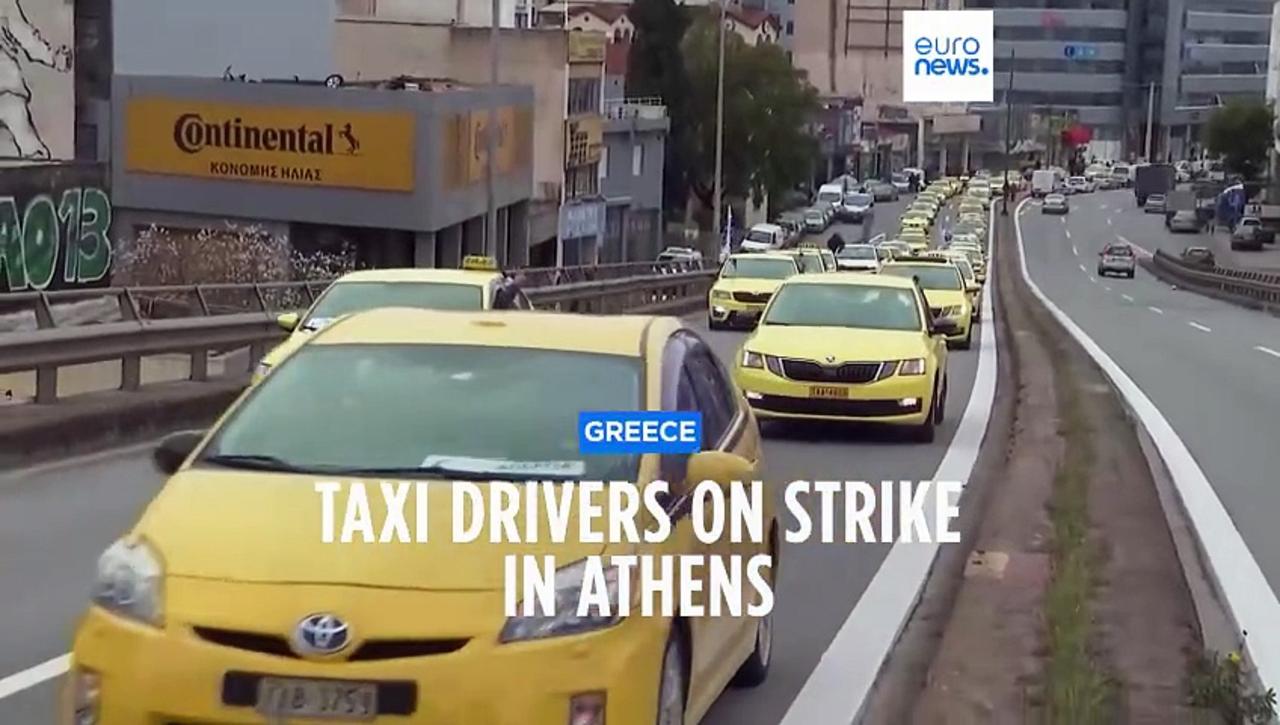 Athens taxi drivers launch strike the same day as public transport stoppage