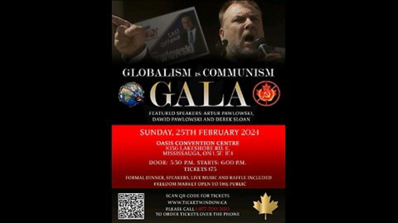 Globalism is Communism freedom gala Artur Pawlowski, Dawid Pawlowski, Derek Sloan