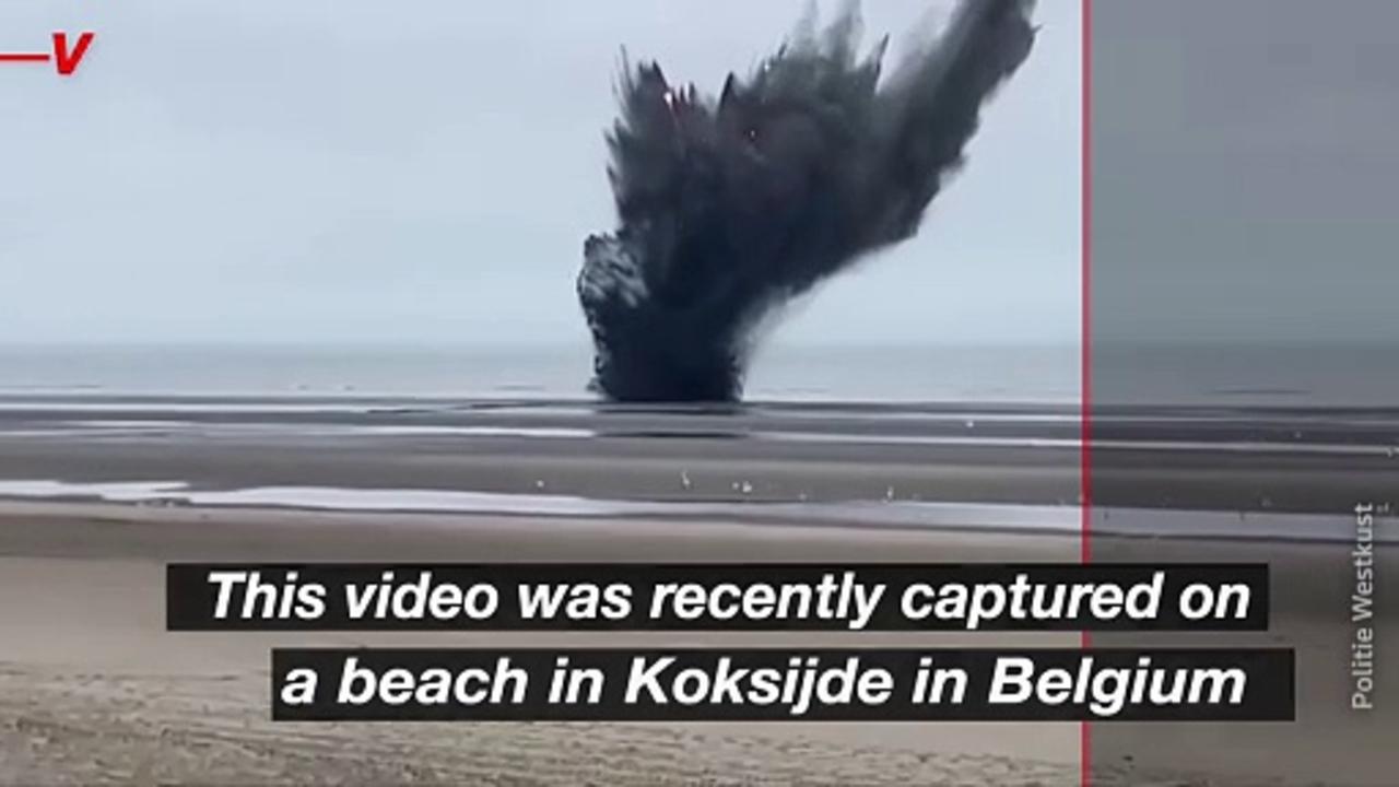 Unexploded WWII-Era Bomb Detonated on a Beach in Belgium