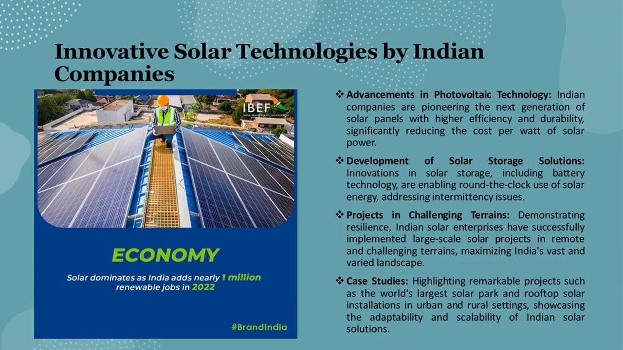Green Power - Indian Solar Energy Companies Contribution to Solar Technology