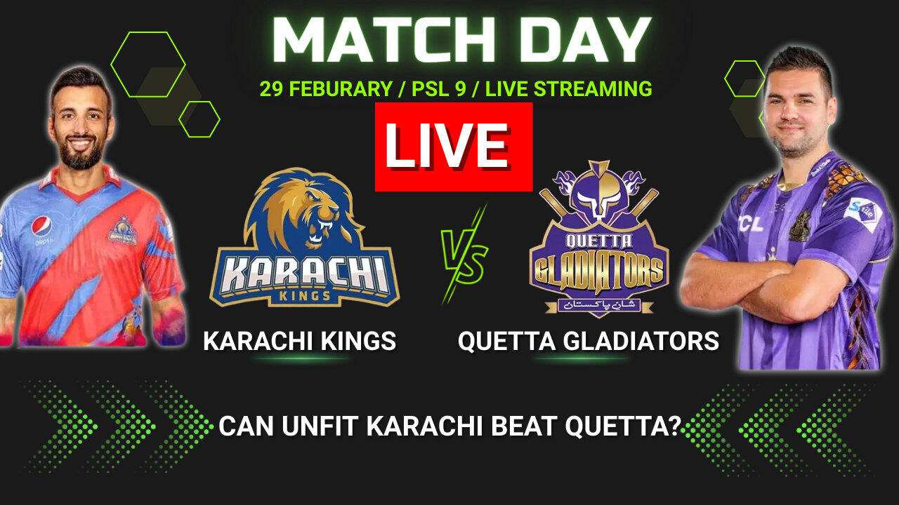 🔴Live PSL 2024 : KK v QG - 16th Match | QUETTA GLADIATORS vs KARACHI KINGS Live Score | #cricket