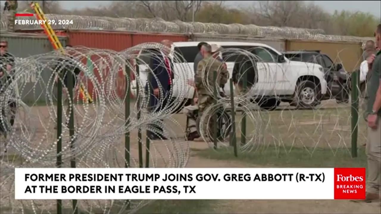 BREAKING : Pres. Trump Arrives At Border In Eagle Pass, Texas, Alongside Gov. Greg Abbott