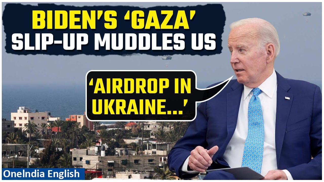 Biden's Mistakenly Comments that He Will Airdrop Food into 'Ukraine' Instead of Gaza| Oneindia News