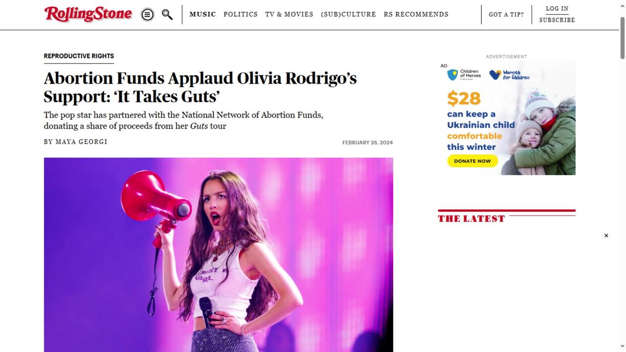 Olivia Rodrigo Announce New Charity to Support Abortion