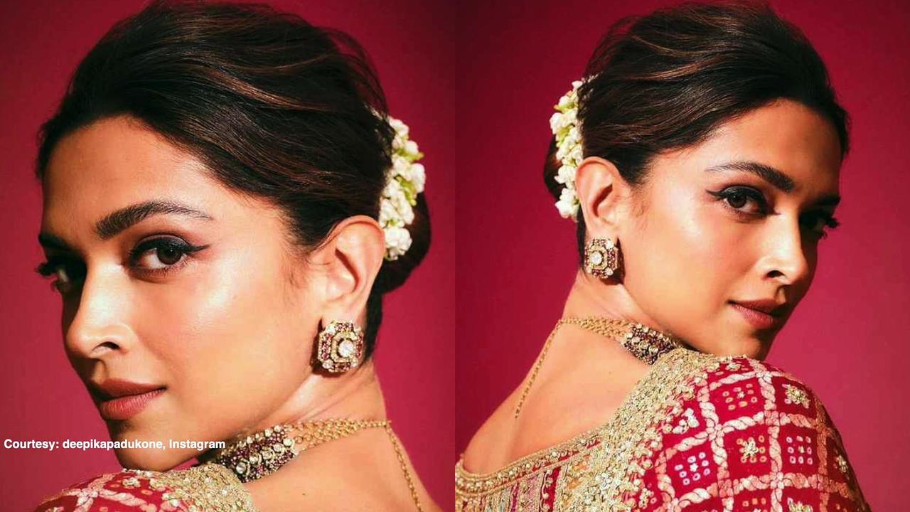 Deepika Padukone serves Royalty in Gorgeous red Gharchola bandhani saree