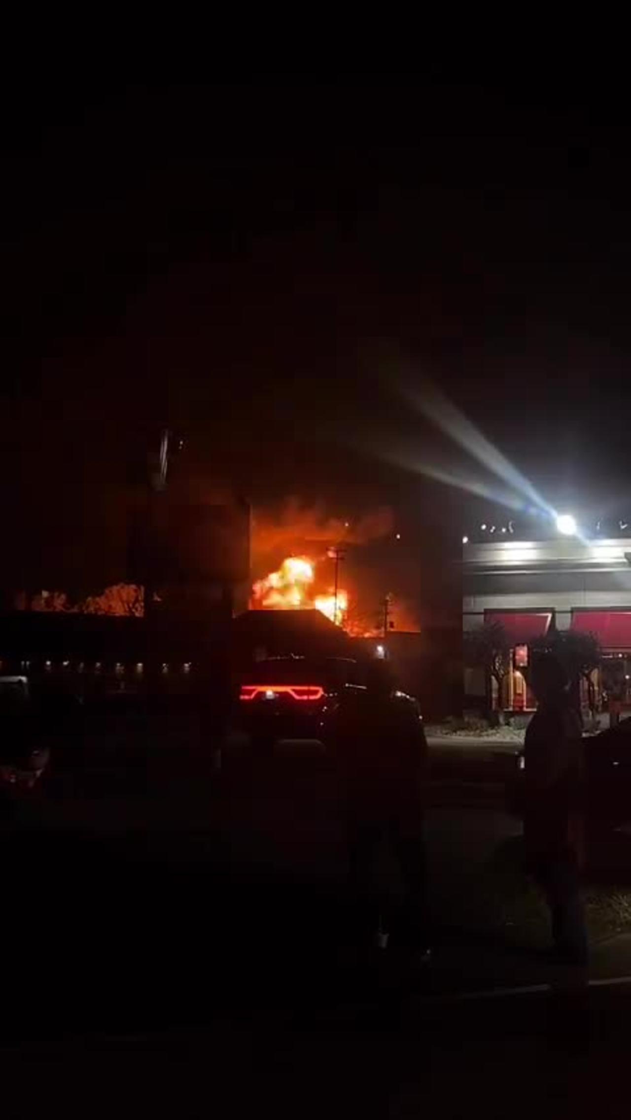 Multiple explosions in Clinton Township, Michigan after a large industrial fire broke out.