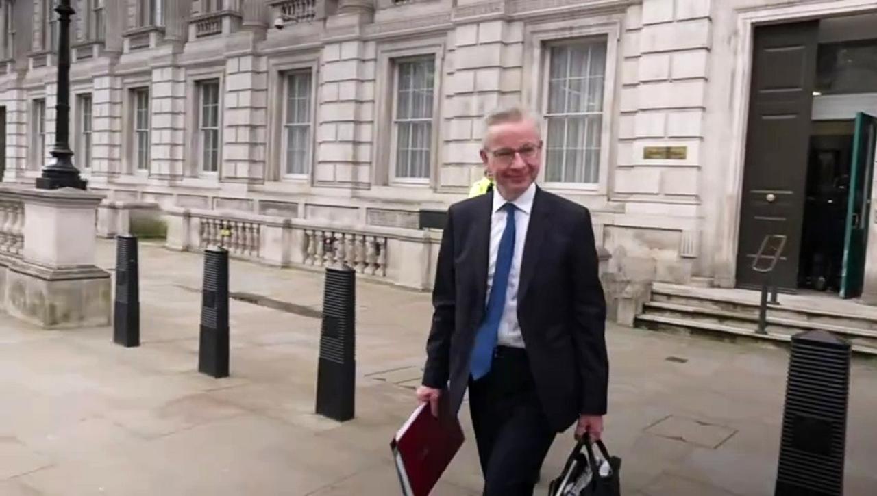 Mordaunt and Gove depart the Cabinet Office on Budget day