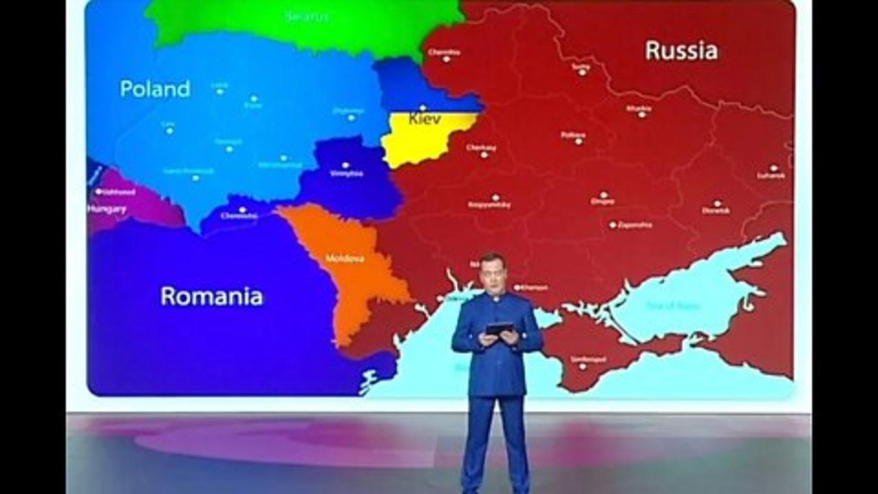 EPIC: Medvedev Just Unveiled a New Map of Ukraine Split Between Poland, Hungary, Russia and Romania