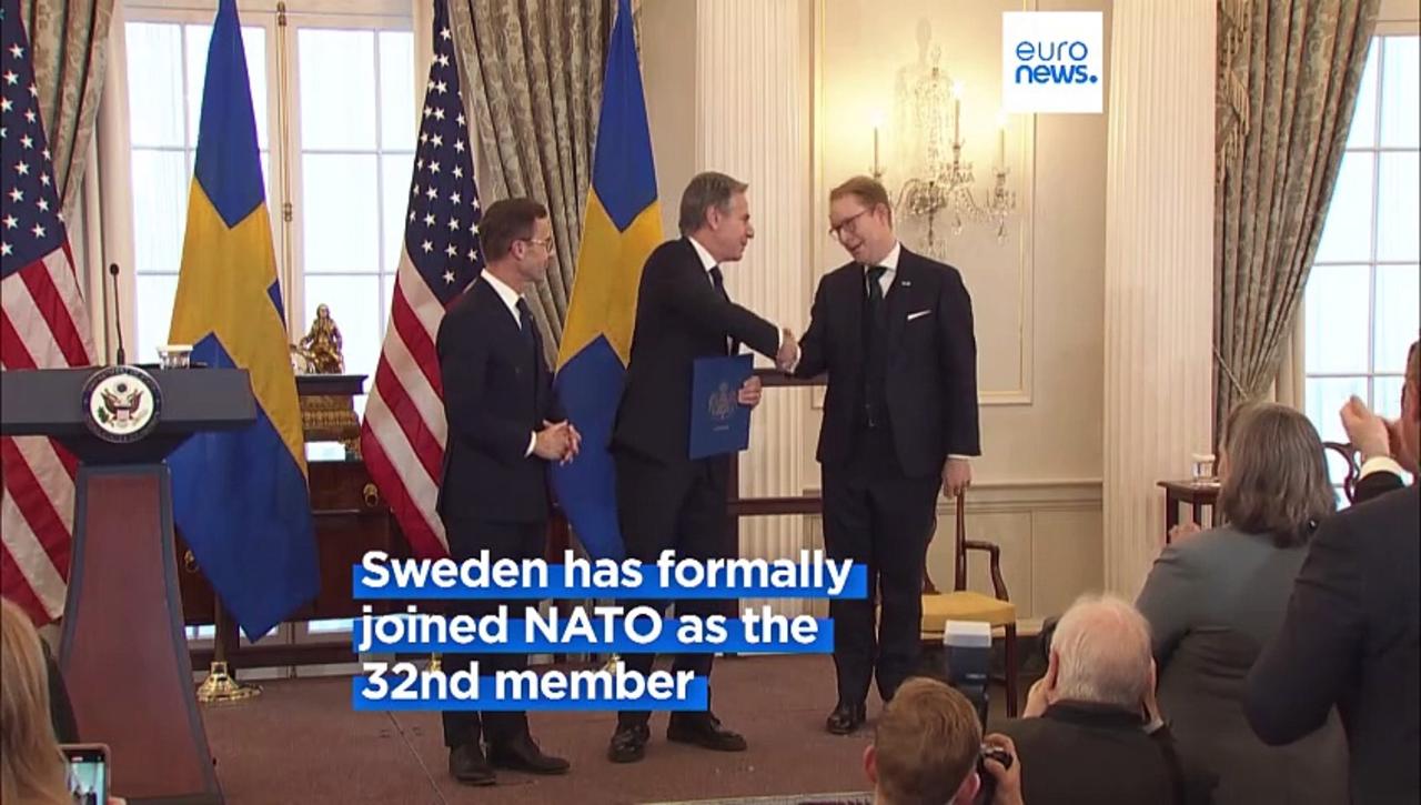 Sweden officially joins Nato, ending decades of neutrality