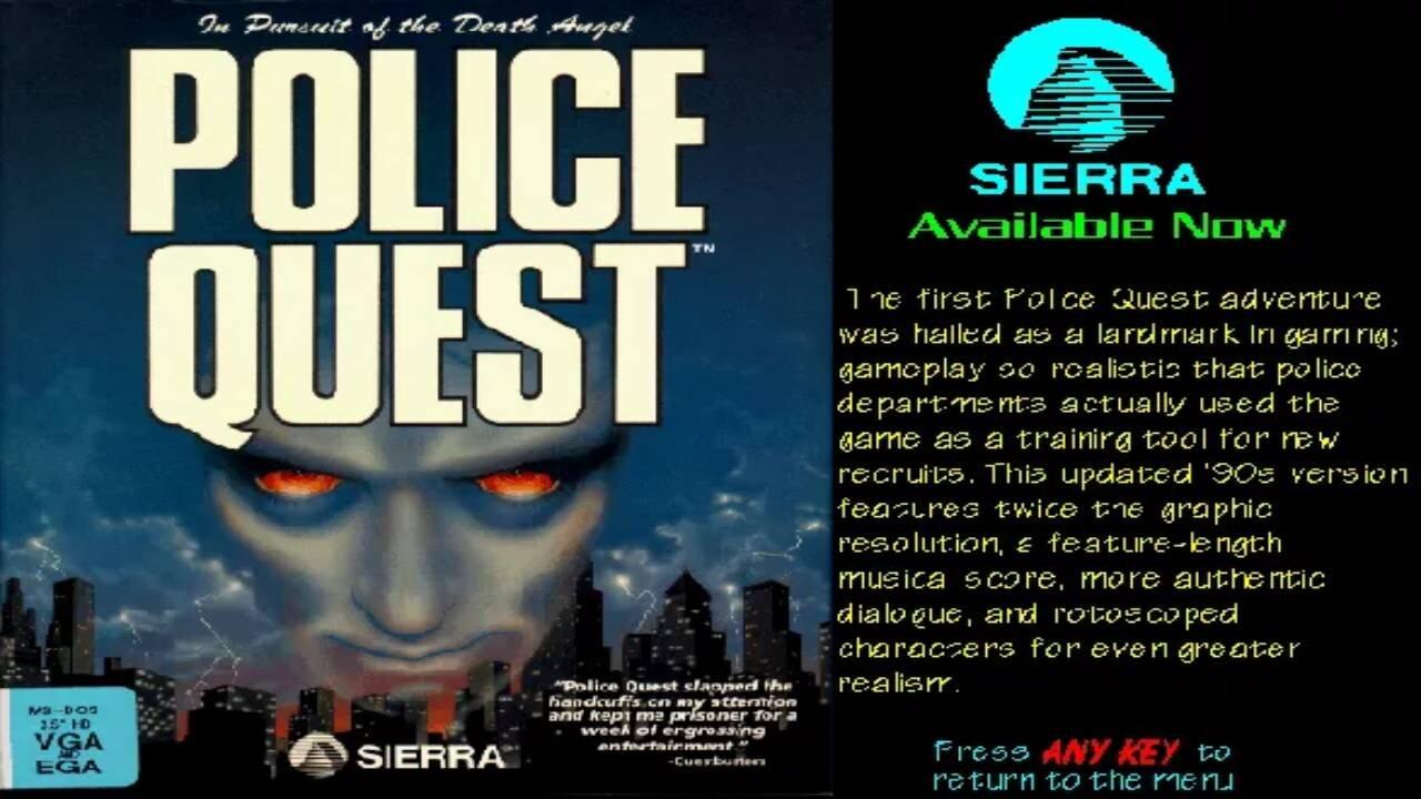Police Quest: In Pursuit of the Death Angel 1992 | Arcade | NES | Gameplay