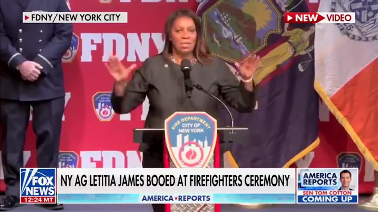 Trump Persecutor Letitia James Gets Booed at an FDNY Ceremony in New York City