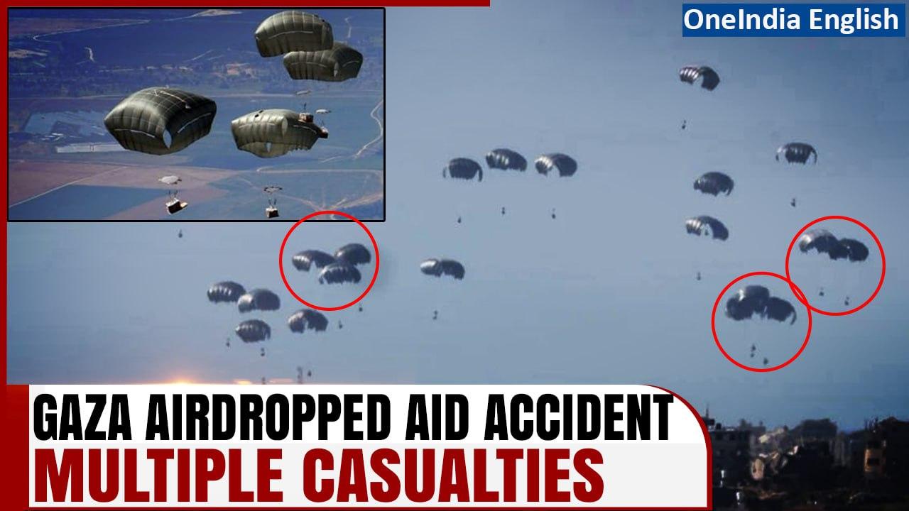 Israel-Hamas War: Parachute fails to open during Gaza aid airdrop | 5 dead, many injured | Oneindia