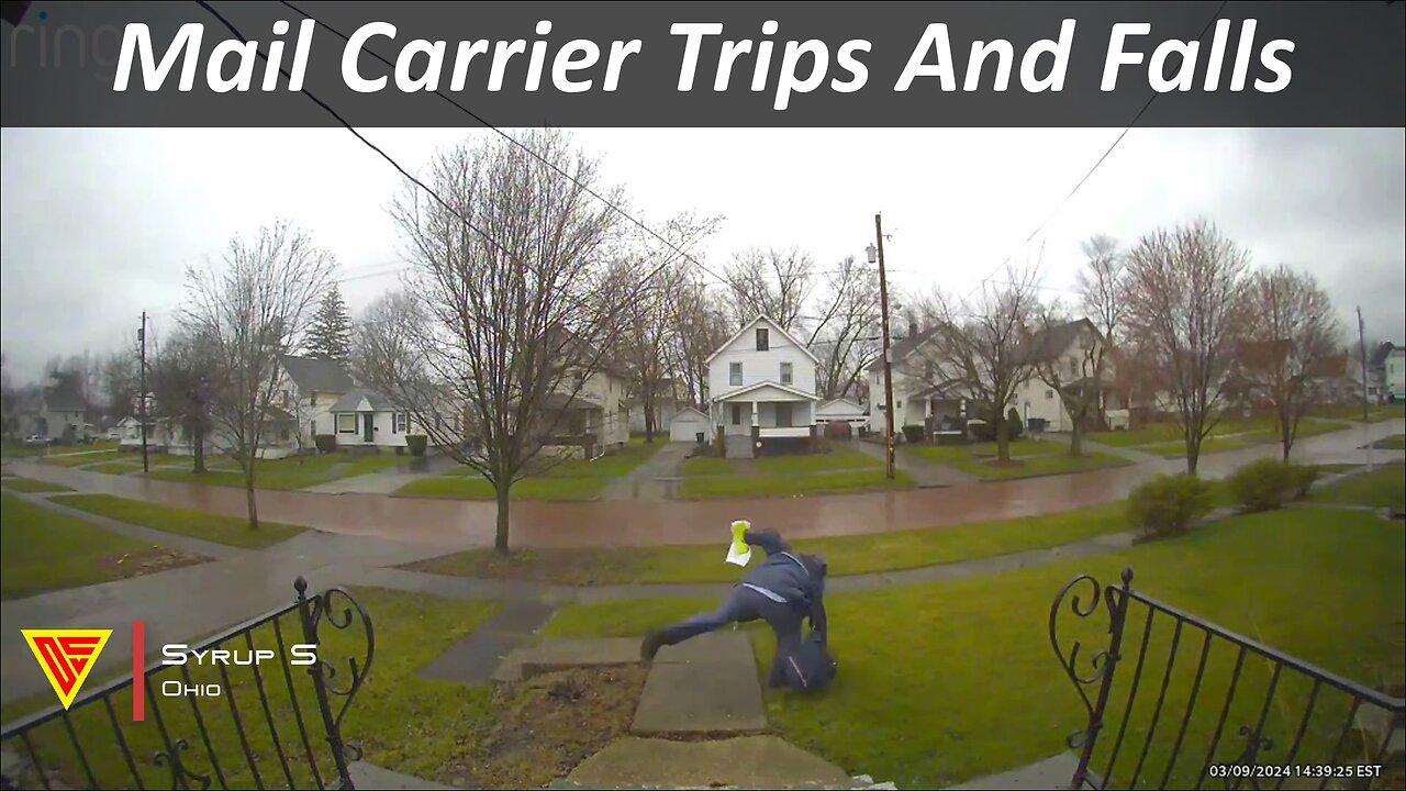 Mail Carrier Trips And Falls Caught On Ring Camera | Doorbell Camera Video