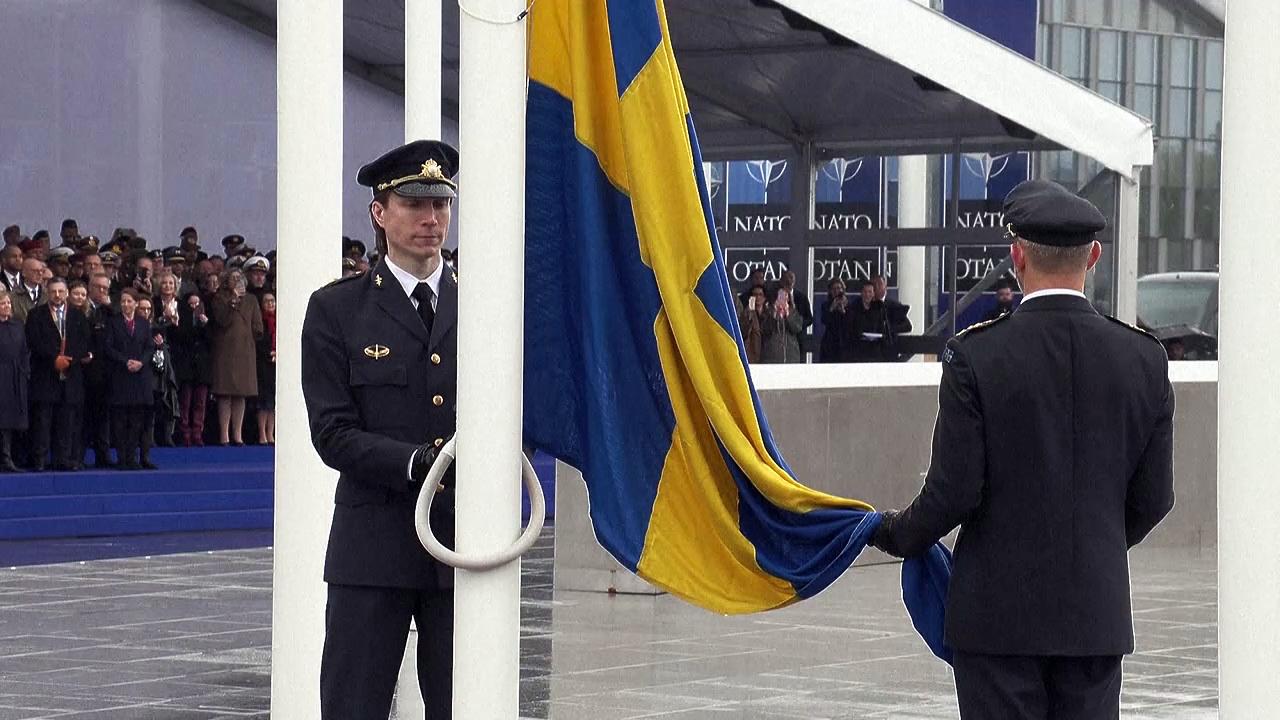 Swedish flag raised at NATO headquarters