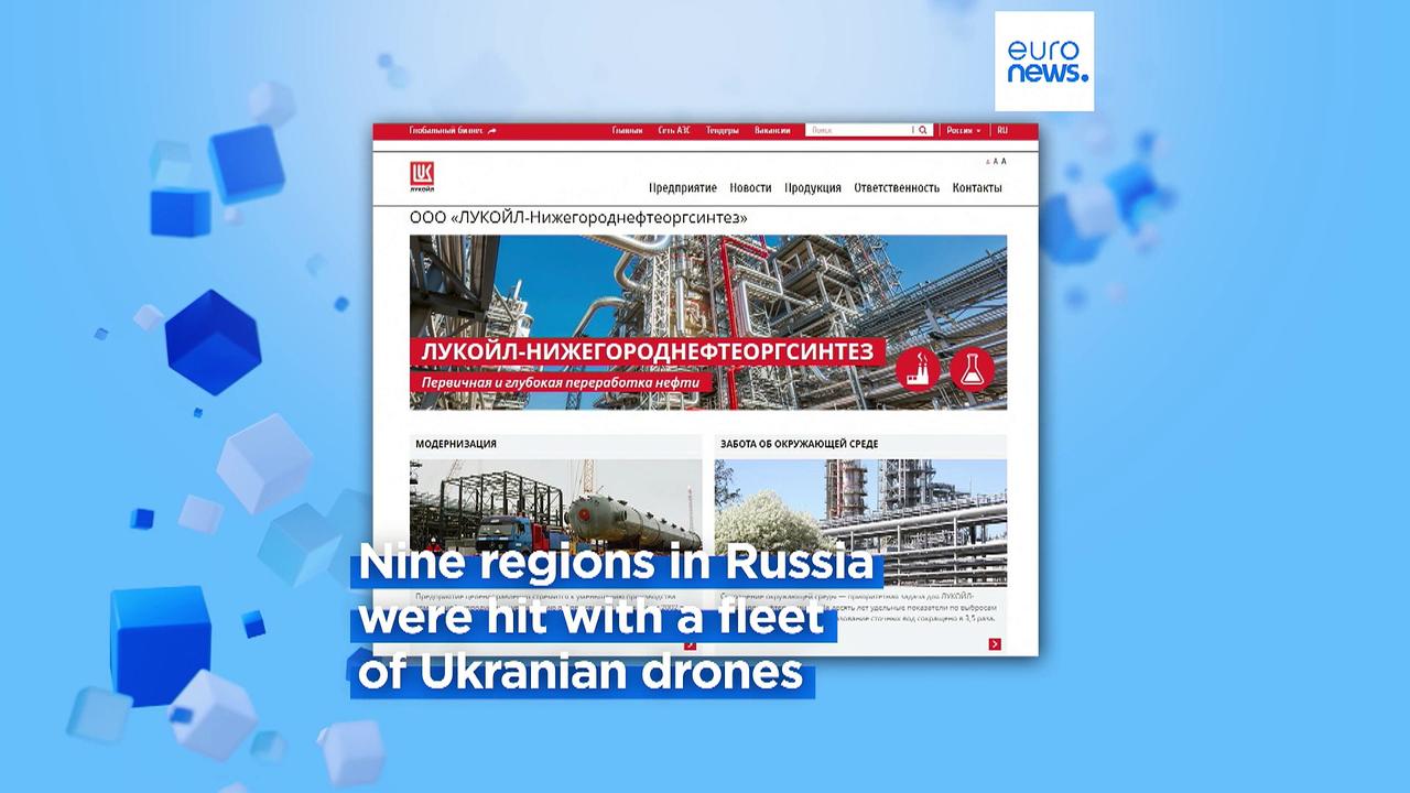 Fire reported at Russian oil refineries after mass Ukrainian drone attack