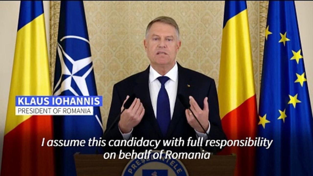 Romanian President Iohannis announces NATO chief candidacy