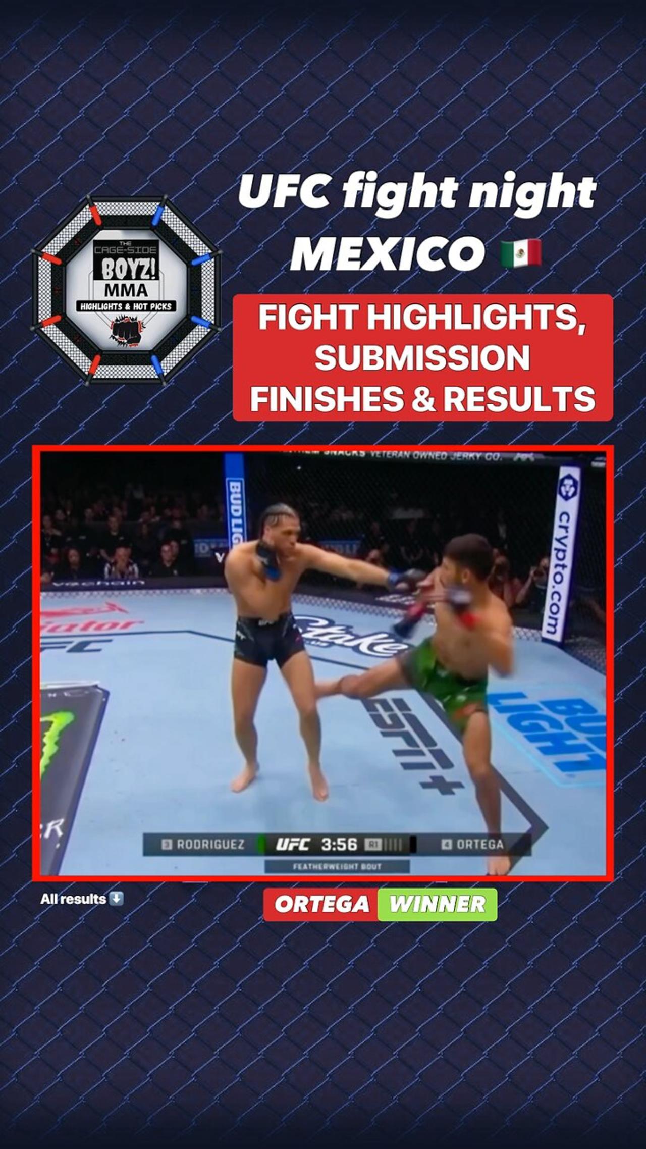 UFC fight night - MEXICO - fight HIGHLIGHTS, finishes & RESULTS.