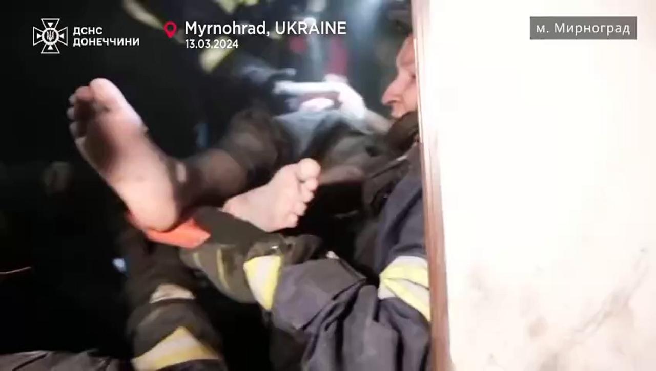 WATCH: Rescuers search rubble after Russian missile strike on Ukraine