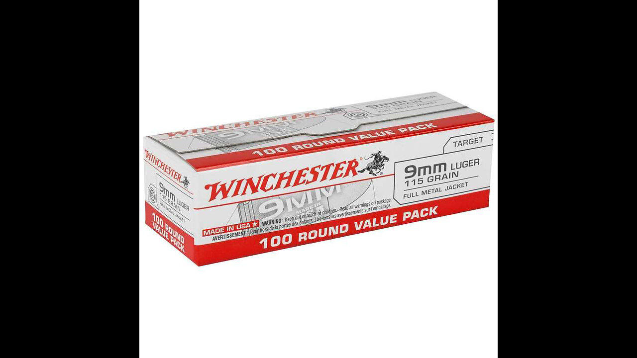 1000 Round Case - 9mm Luger Winchester FMJ 115 Grain Value Pack Ammo - USA9MMVP