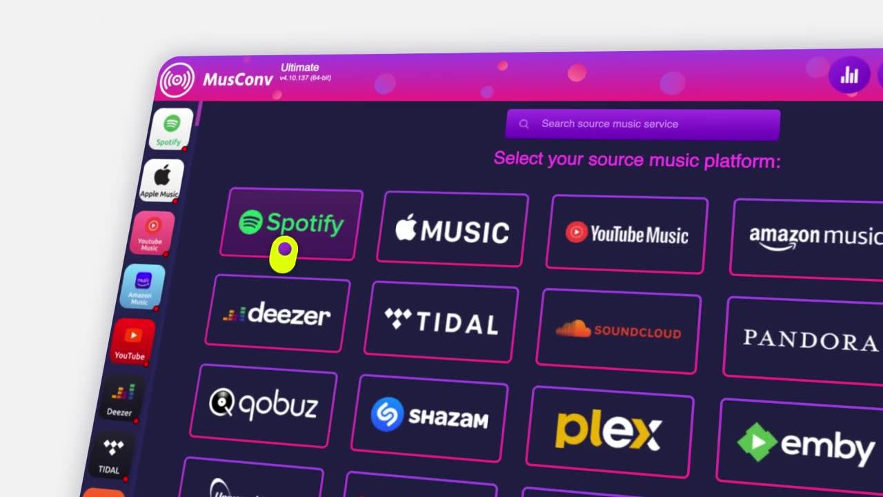 MusConv - transfer liked tracks between Spotify, Apple Music and 125+ music services