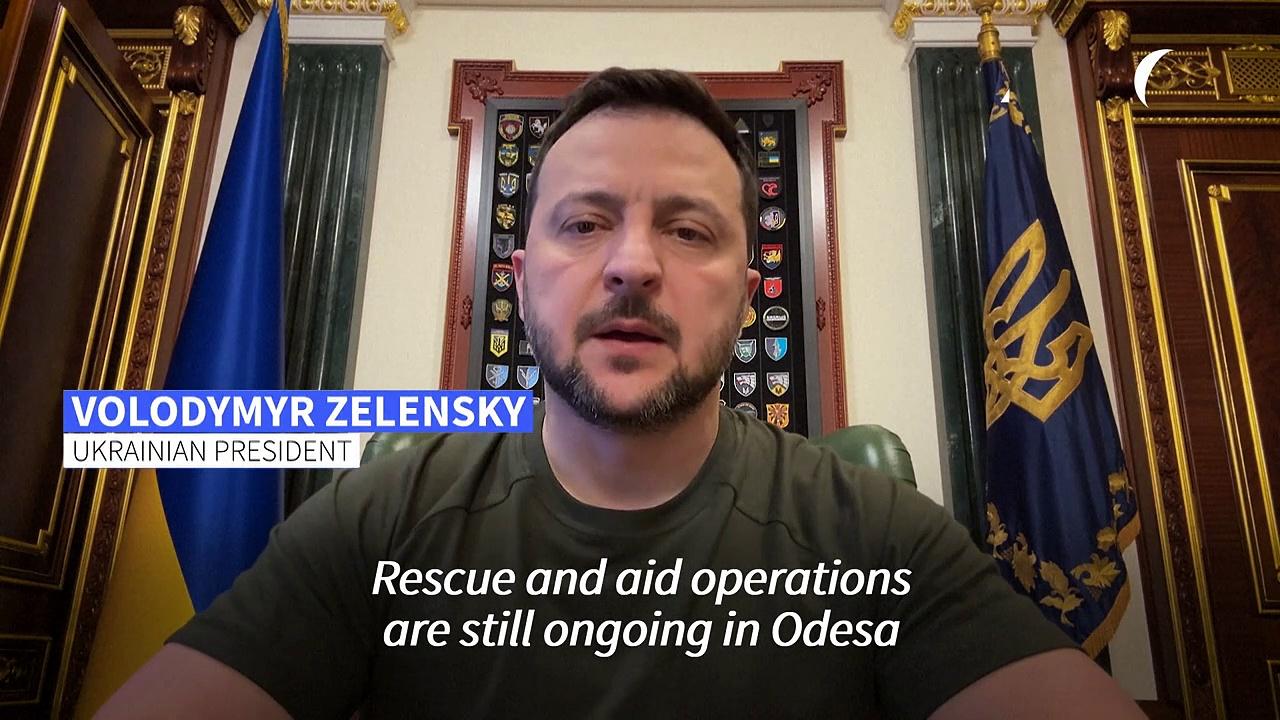 Ukrainian President Zelensky condemns 'vile' Russian strike on Odesa