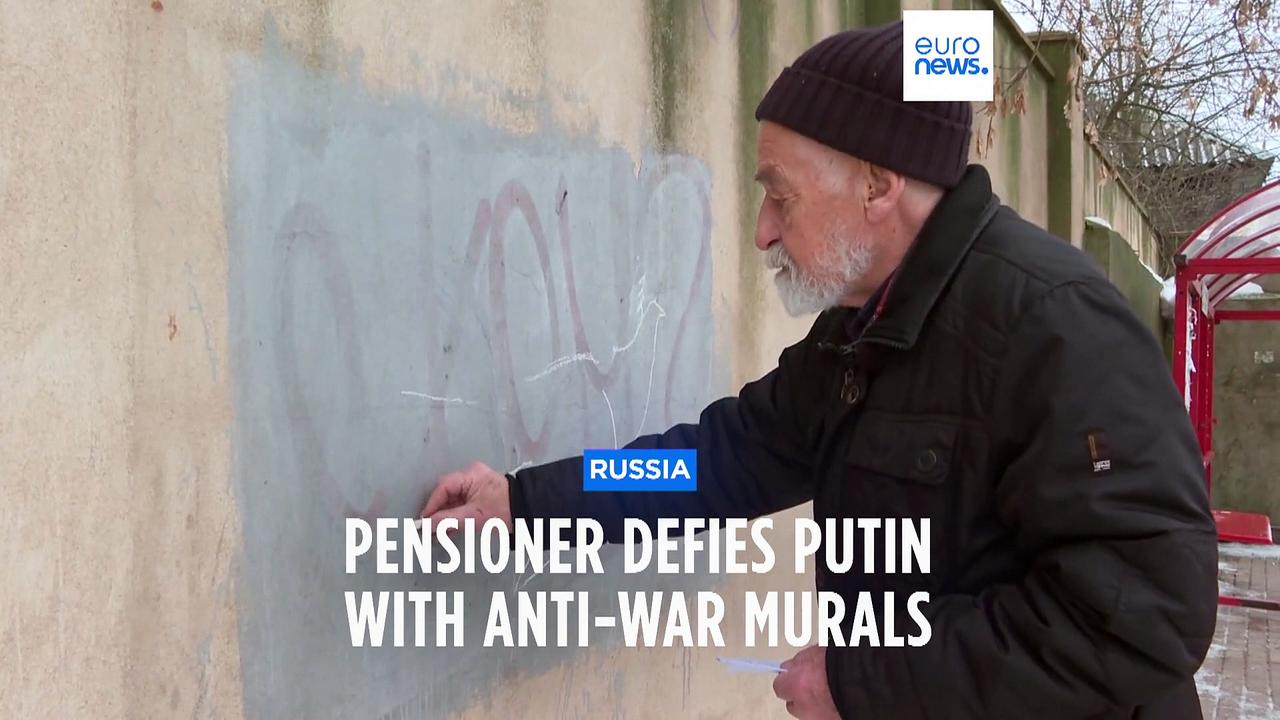 Pensioner defies Vladimir Putin with anti-war murals