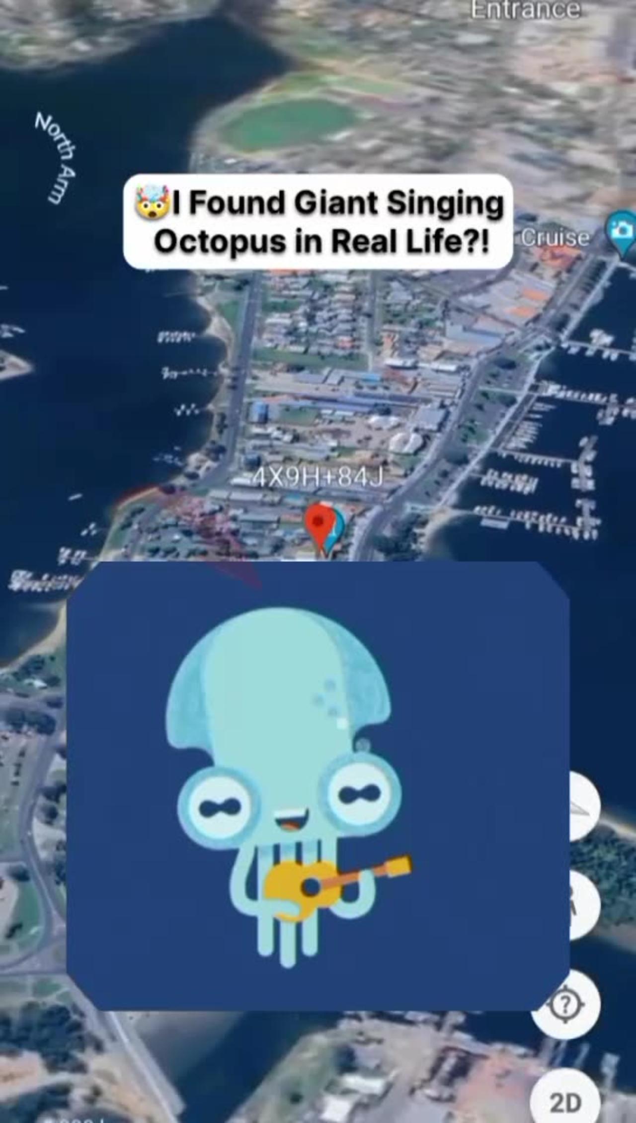 🤯I Found Giant Creepy Singing Octopus in Real Life?! on Google maps & Google Earth#