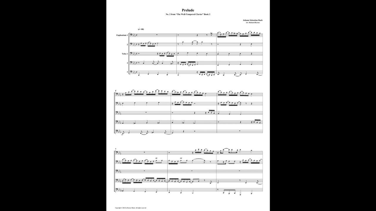 J.S. Bach - Well-Tempered Clavier: Part 2 - Prelude 02 (Euphonium-Tuba Quintet)