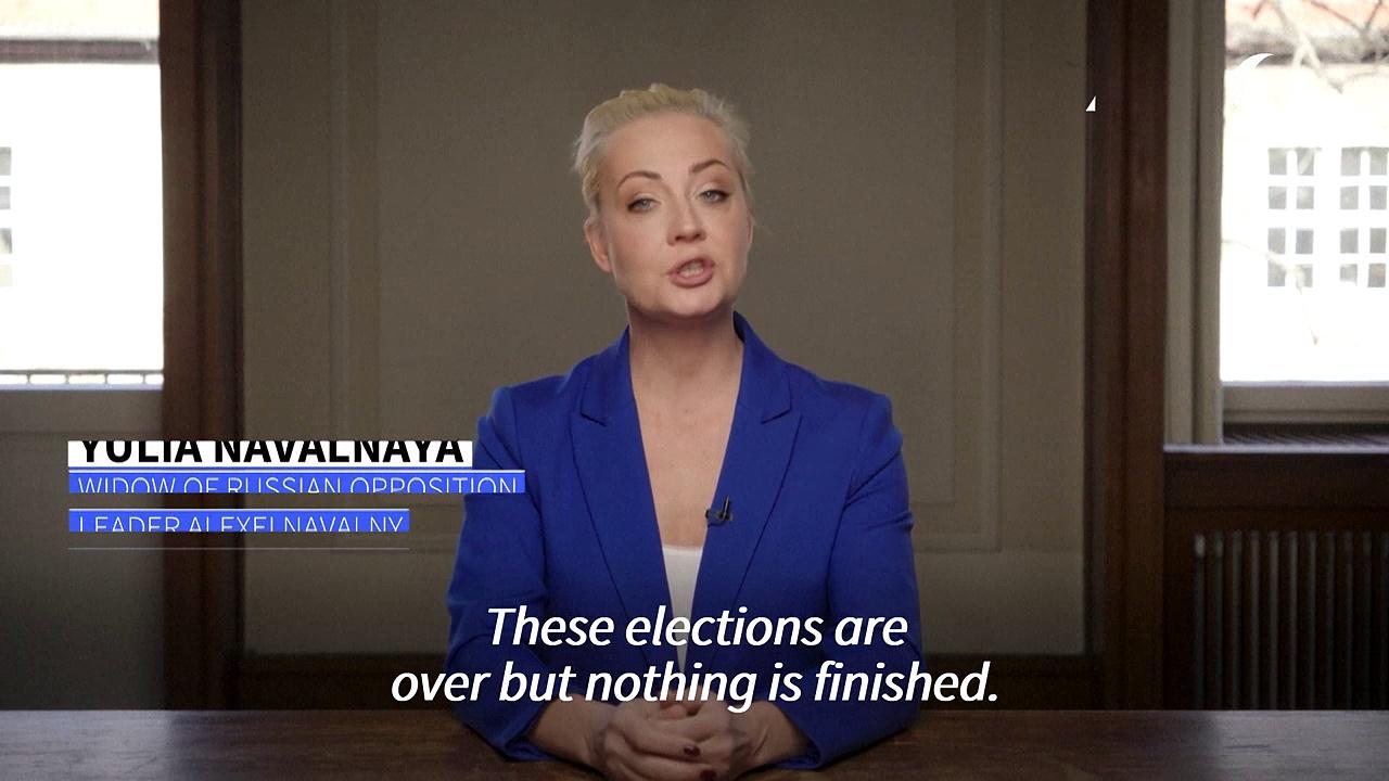Yulia Navalnaya calls Putin opponents to 'work harder than ever' after election results