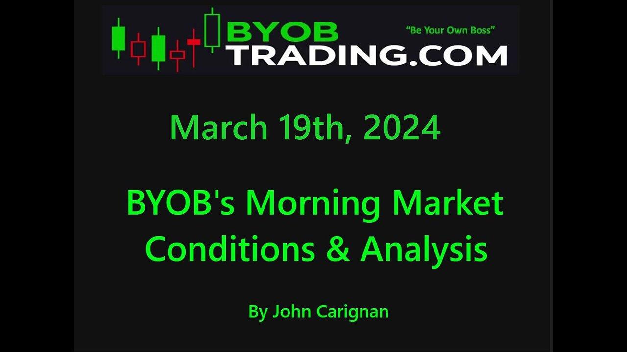 March 19th, 2024  BYOB Morning Market Conditions and Analysis.  For educational purposes.