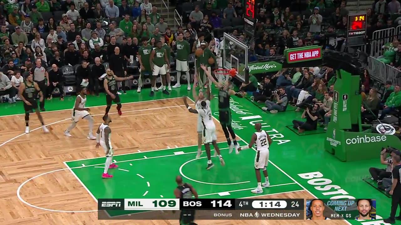 What a big-time rebound and dunk from Kristaps Porzingis! Puts Boston up 7 late