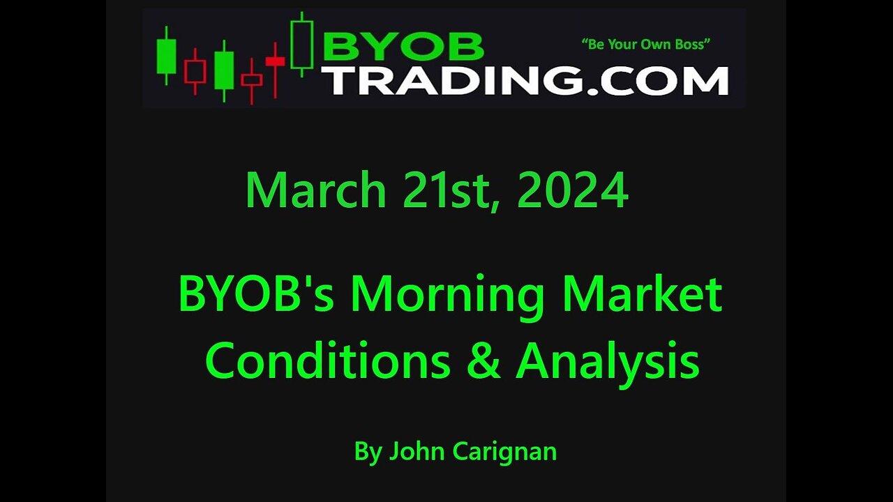 March 21st, 2024  BYOB Morning Market Conditions and Analysis.  For educational purposes.